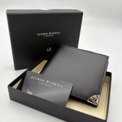 二つ折り 財布 レザー ロゴ 金具 黒 ブラック ゴールドカラー