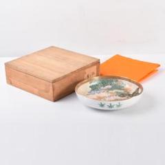 九谷焼　色絵青粒金彩四君子文　菓子鉢　在銘　時代箱付　V　4061 九谷焼 色絵青粒金彩四君子文 菓子鉢 在銘 時代箱付 V 4061