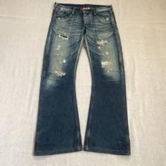 AKM ラングラー ブーツカット　フレアデニム　バナナシルエット ダメージ加工