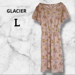 GLACIER グラシア 花柄 半袖ワンピース Lサイズ ピンク膝丈おしゃれ
