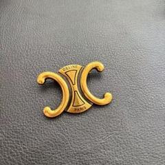 極美品 セリーヌ ブローチ トリオンフ マカダム ツイスト 大ぶり 刻印 CELINE セリーヌ マカダム トリオンフ ピンバッジブローチ