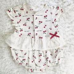 美品♡アプレレクール　チェリー柄 フリル付きロンパース　半袖　70