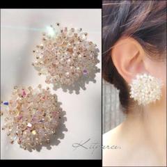 No.73 オーロラつぶつぶカボション 大ぶりピアス✩.*˚イヤリング