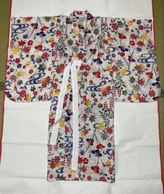 女の子花柄浴衣 130cm 綿麻混合