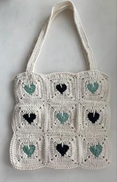 ハートバッグ 編み物 ハンドメイド バッグ