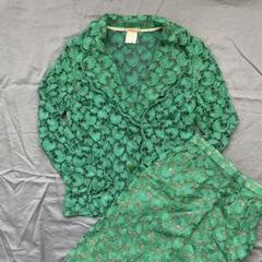 vintage レトロ 総レース スーツ セットアップ 高島屋 グリーン