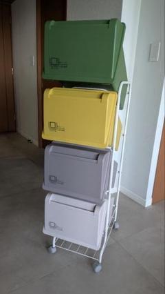 スタッキング式プラスチックごみ箱4個セット（4段）