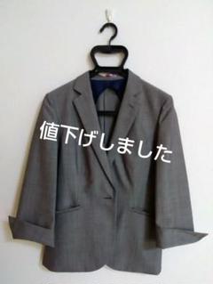 ☆美品☆ ORIHICA スカートスーツ　チェック　洗える　グレー　13号 ニッセン スーツ レディース セット スカート 洗える 大きい