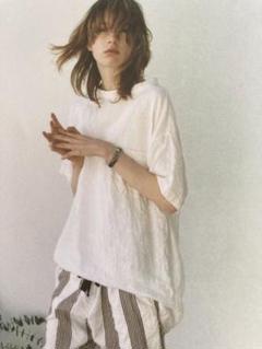 タグ付✨ トゥジュー コットンピンタックシャツ 半袖 生成り