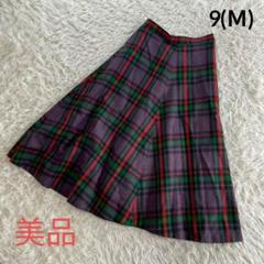 フレア スカート パープル チェック 未使用 タグ付き