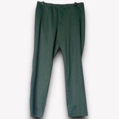 【L相当】総柄テーパードパンツ ストレッチパンツ カジュアル　グリーン緑f435