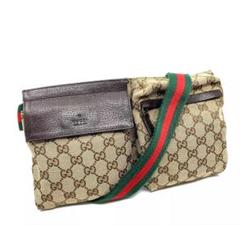 GUCCI ボディバッグ GGキャンバス ネイビー グレー シェリーライン Gucci GGキャンバス ボディバッグ