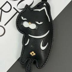 ぶさかわ　つまみ猫キーホルダー　バックチャーム　猫　黒猫　可愛い　ブラック