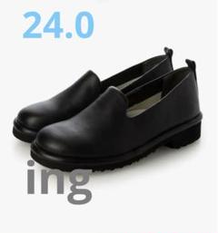 新品タグ付き　ing イング　クッションレザープラットフォーム　ブラック　24