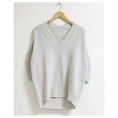 m402_IENA 美品✨コットンストレッチ コクーンVネック袖付きプルオーバー