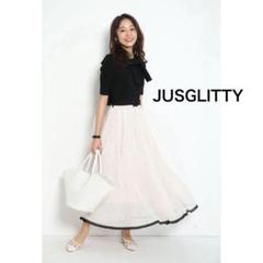 JUSGLITTY（ジャスグリッティー）の「配色カーデ゛ドッキング