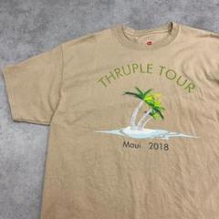 ヤシの木　バカンス　Tシャツ　Hanes　古着　ベージュ　XL