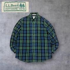 【117】90s~L.L.been　エルエルビーン チェックシャツネイビー緑 L