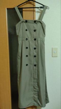 カーキ ベルト付きジャンパースカート