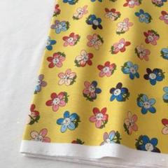 (1点限定)綿100%国産プリント生地/お花の喜怒哀楽/イエロー系/2m