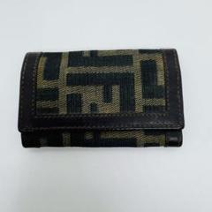 ✨FENDI✨フェンディ✨ズッカ柄✨レザー✨キャンバス✨ブラウン✨キーケース✨
