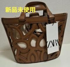ZARA ブラウン レザー カットアウトバッグ アウトレット ショップファッション - ZARA ブラウン レザー