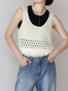 最終leinwande Braid Knitted Top ホワイトベスト　ジレ 80504740b_1_d_215.jpg