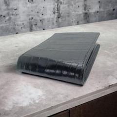 u62本物証明証付き本革クロコダイル 二つ折り財布ウォレット腹ブラック13U