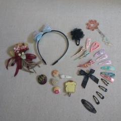 水色リボン付きカチューシャとヘアクリップセット