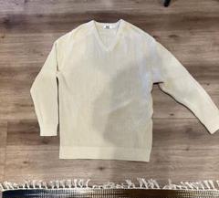 UNIQLO U リブ編み Vネックセーター XL クリーム色