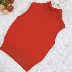 ★NIBO★ニボ ノースリーブニット トップス【L】タートルネック リブニット
