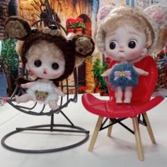 ミニミニドール 1/12サイズ 約10cm  熊ちゃんリボンちゃん 2体セット ミニドール 1/12サイズ 10cm bjd 球体関節人形2体セット♪熊&蛙