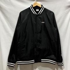 FILA 80s 90s フィラ 袖レザー テディスタジャン オーバーサイズ