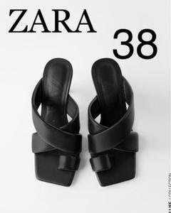ラスト1点 Zara キルティング仕上げレザーハイヒールサンダル