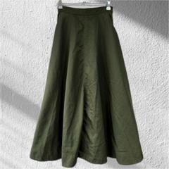極美品☆スローブイエナ カーキ フレアロングスカート 36/S ナイロンスカート