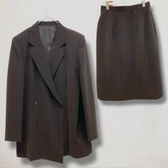 美品 AFFEZIONE ストライプ スカートスーツ セットアップ【M】ブラウン