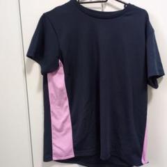 紺色 ネイビー/ピンク 半袖Tシャツ スポーツウェア ランニング テニス