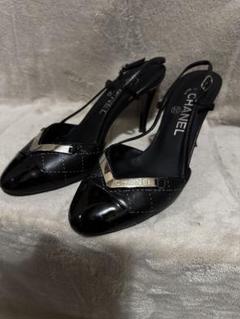 CHANEL ブラックレザー スリングバックミュール CHANEL ブラックレザー ミュール 36½ - メルカリ