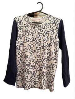 【美品】コムデギャルソン ガール GIRL リボン柄 Tシャツ ロンT ネイビー コムデギャルソン ガール GIRL リボン柄 Tシャツ ロンT ネイビー