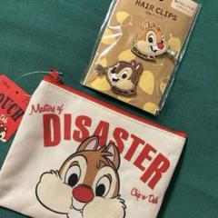 ディズニー　チップとデール　２点　ピン　クリップ　ポーチ　小物入れ　化粧ポーチ