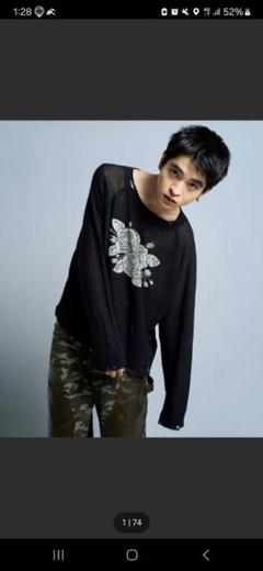 Camphor wood /フラワープリントシアーロングスリーブニット flower paint broken long sleeve sheer sweater / フラワー