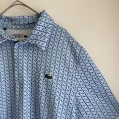 未使用に近い　ラコステ　ゴルフ半袖シャツ　M　水色