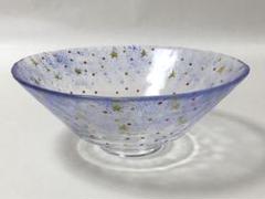 茶道具 平茶碗 ガラス 硝子 白粒子 中村真紀 吹きガラス