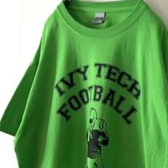 ギルダン IVY TECH フットボール Tシャツ L ライトグリーン黄緑 古着
