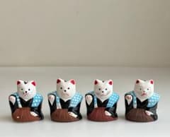 入手困難招き猫初辰猫招福猫中2匹紺羽織黒羽織商売繁盛運気上昇