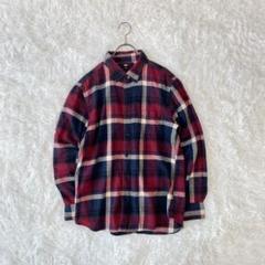 UNIQLOユニクロ　フランネルシャツ（M）チェック柄　赤×ネイビー　メンズ