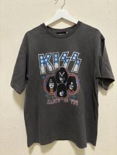 バンドT KISS Tシャツ　M チャコールグレー　ヴィンテージ加工　半袖
