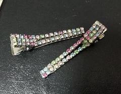ラインストーン付きミニミニヘアクリップ二つ