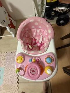 ピンク 水玉模様 歩行器 おもちゃ付き