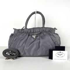 PRADA プラダ 2way リボン ハンドバッグ ショルダーバッグ グレー